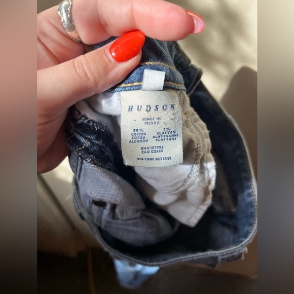 Hudson bootcut jeans - denim, cotton, blue, raw hem, button pockets - size 27 - Picture 5 of 5